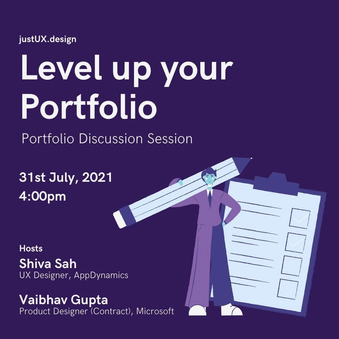 Level up your Portfolio online session poster.